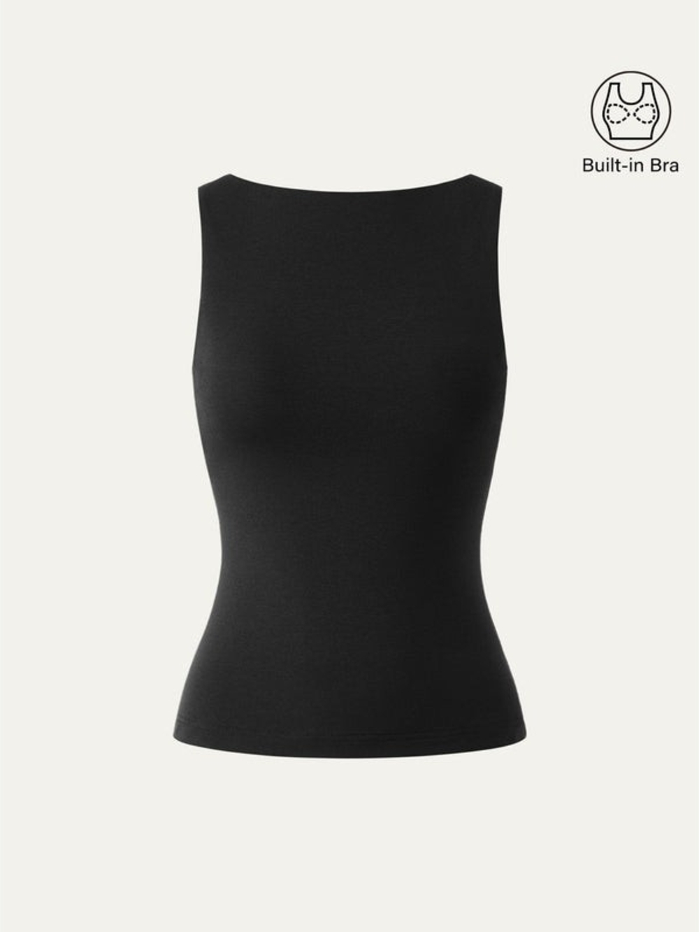 OGL Black Light Cotton Rib Stretch Cotton Boatneck Bra Tank